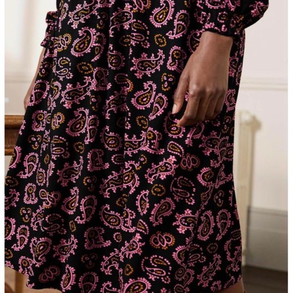 NWT Boden Evelyn black pink paisley midi dress - Picture 3 of 7